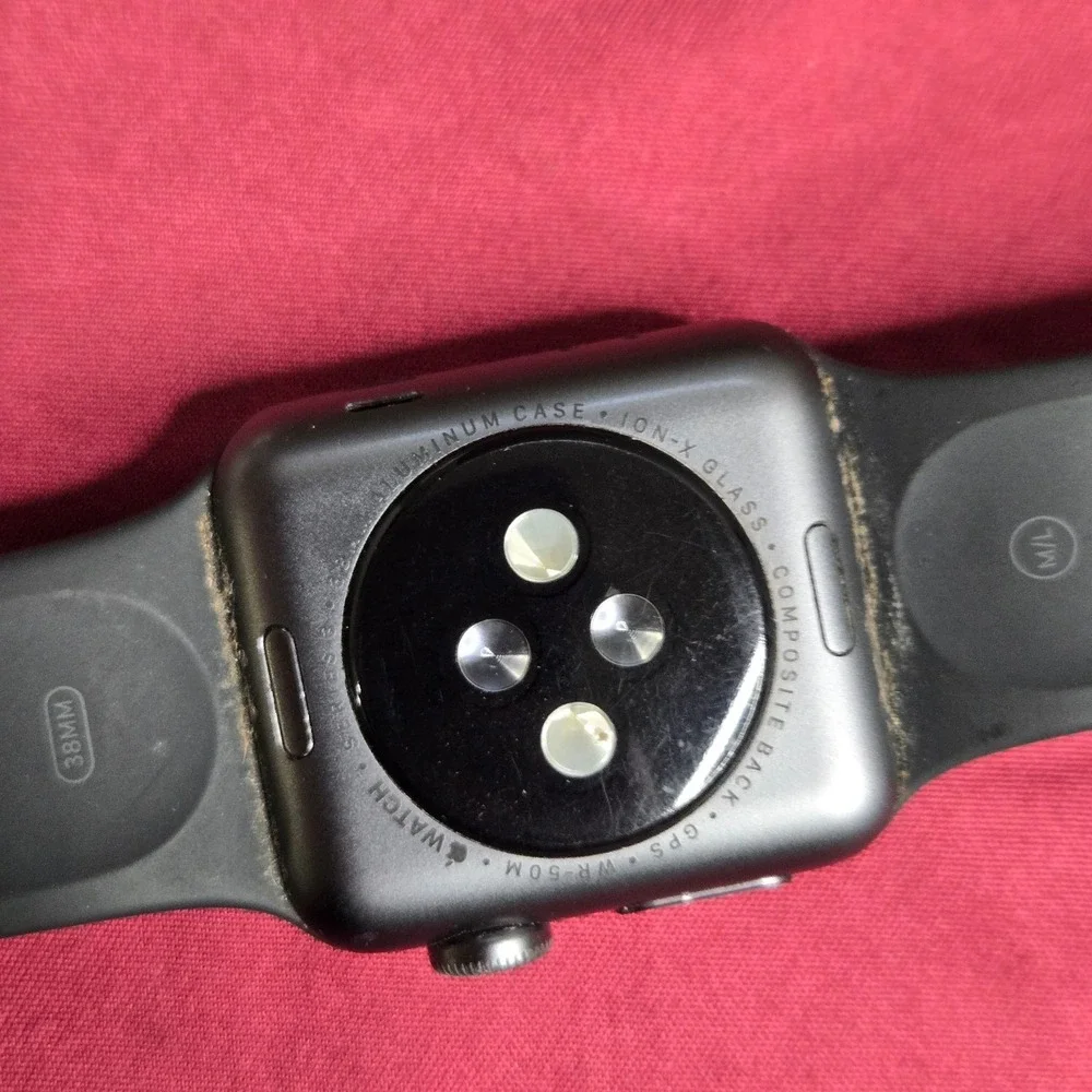 Apple Watch Series 3 38mm Space Gray Aluminum Black Band M/L A1858 For Parts